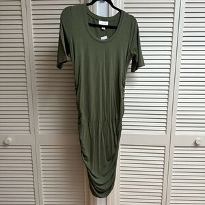 Motherhood Maternity Sage Green Side Ruched Dress NWT